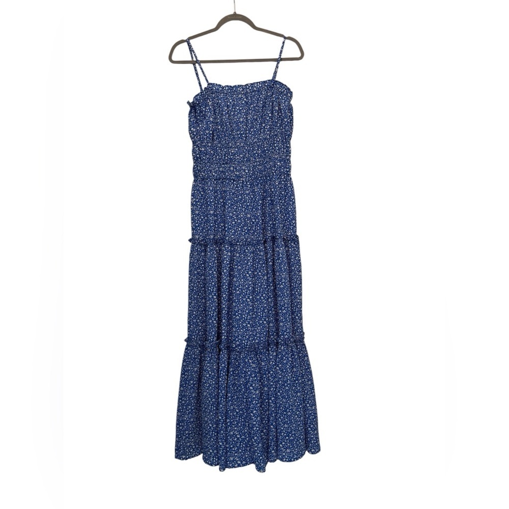Pinch Blue and White Floral Pleated Maxi Dress